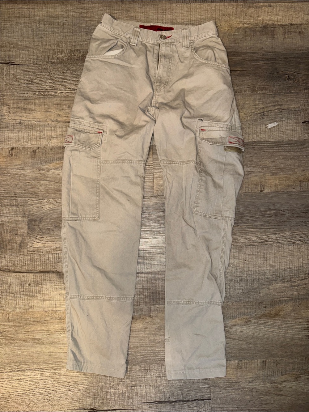 JNCO Y2K VTG Men’s Size 32x32 Tan Cargo Pants with Red Trim